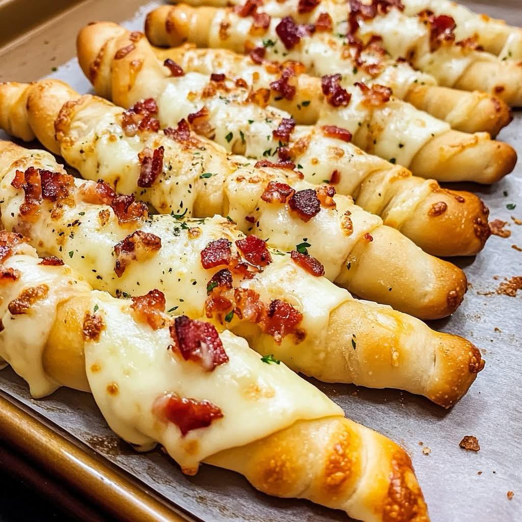 Garlic Butter Bacon Alfredo Pizza Twists