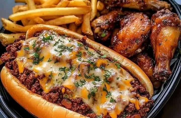 Cheesy Chili Sloppy Joe Sandwich