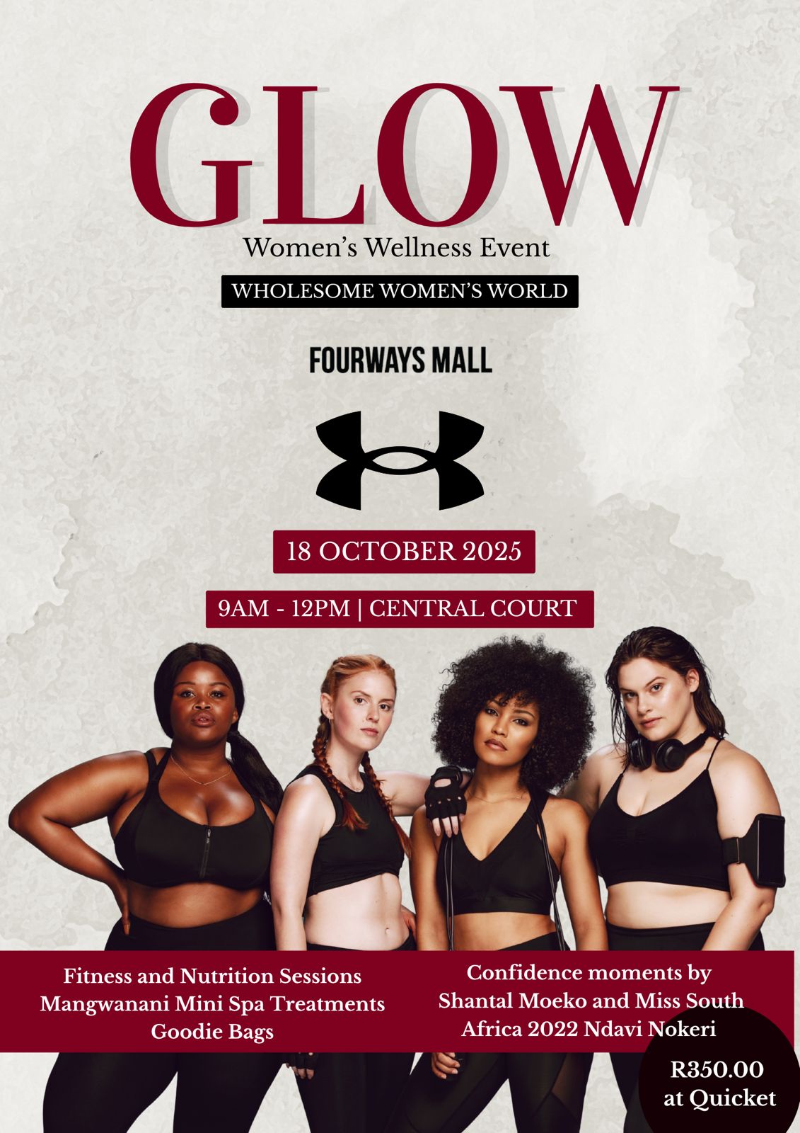 Wholesome Women’s World (WWW) in Partnership with Fourways Mall and Under Armour Presents “Glow” 